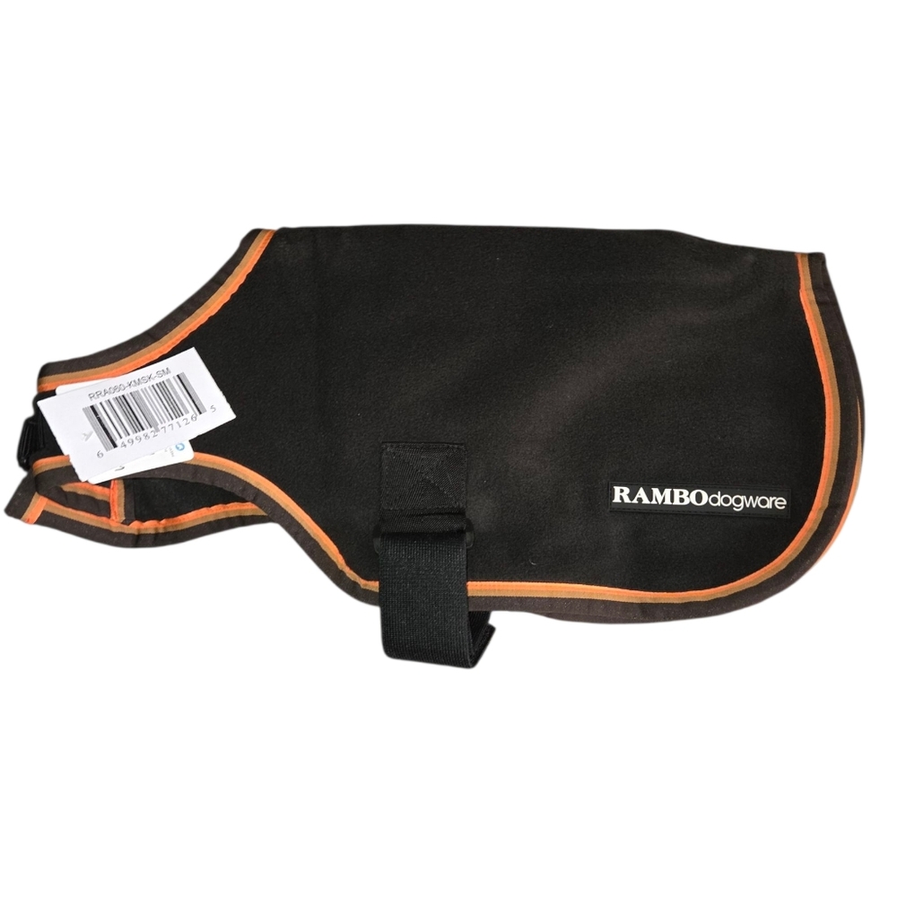 NWT Rambo Dogware Black Fleece Dog Coat Size S (runs big)